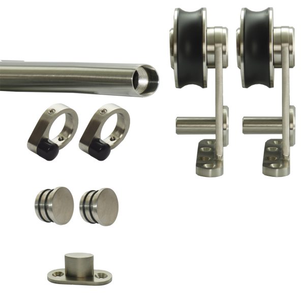 Kit coulissant sur rail inox rond pour porte bois – Image 4