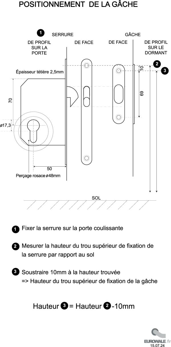 Kit pour portes coulissantes - Poignées rondes Finition Inox – Image 3