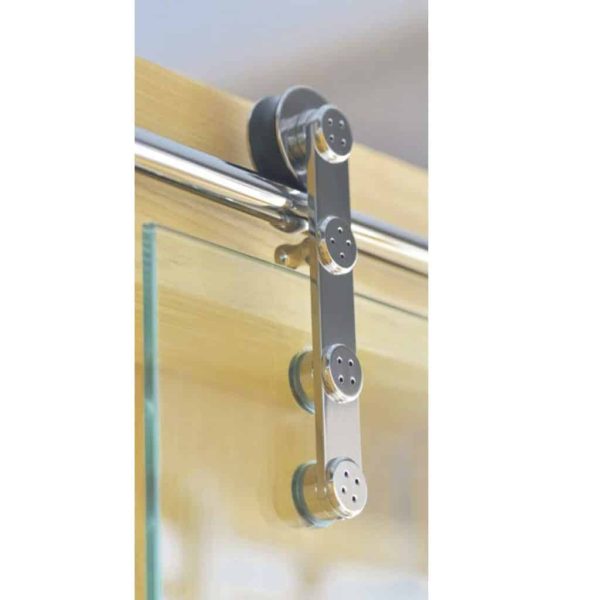 Kit coulissant sur rail inox rond pour porte en verre – Image 3