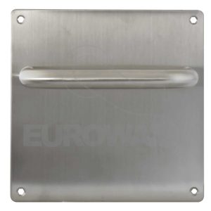 Plaque carrée inox avec poignée fixe horizontale