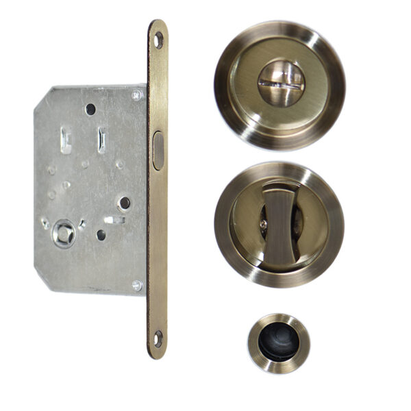 Kit pour portes coulissantes – Poignées rondes Finition Bronze – Image 2